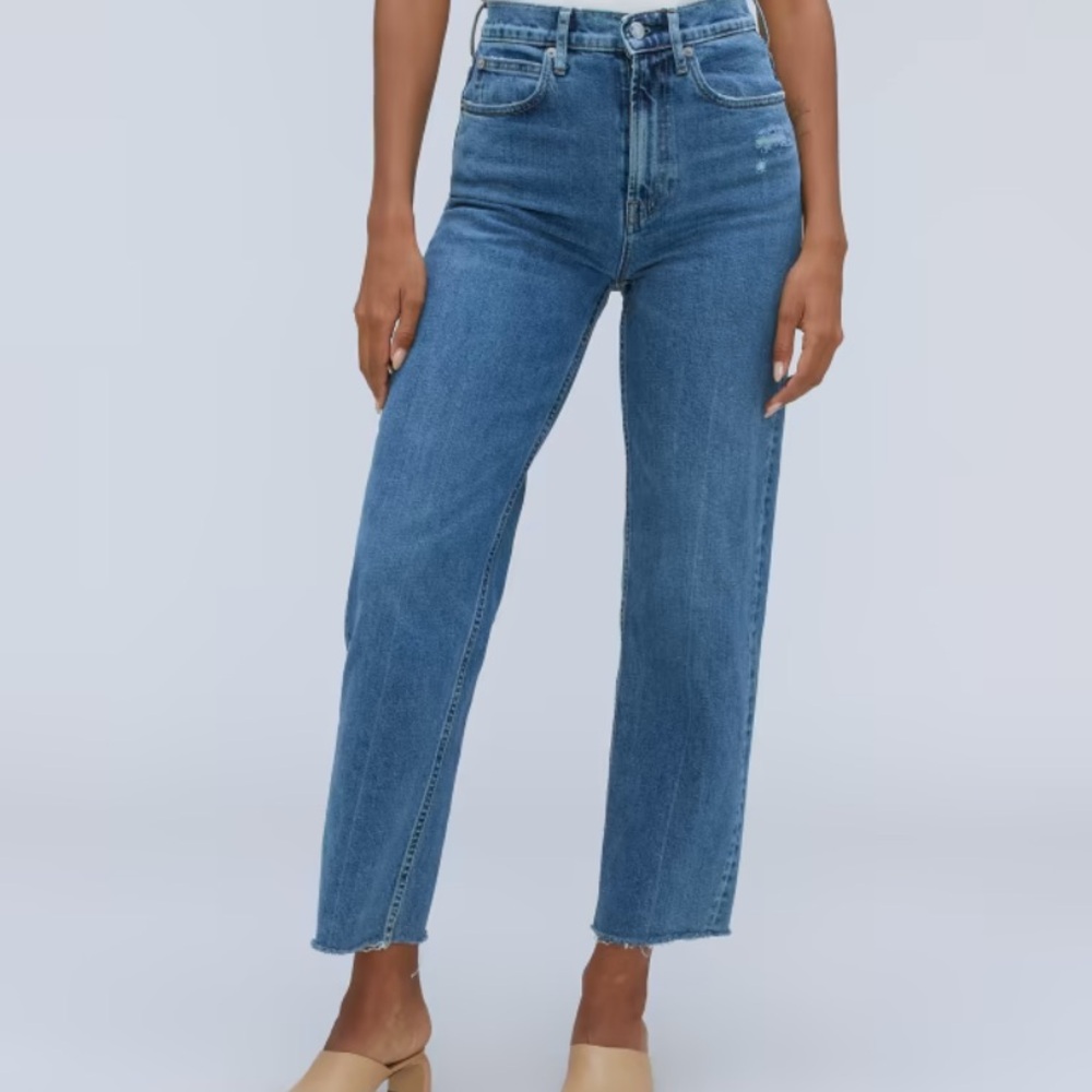 Size 24 Everlane Way High Jeans in distressed wash